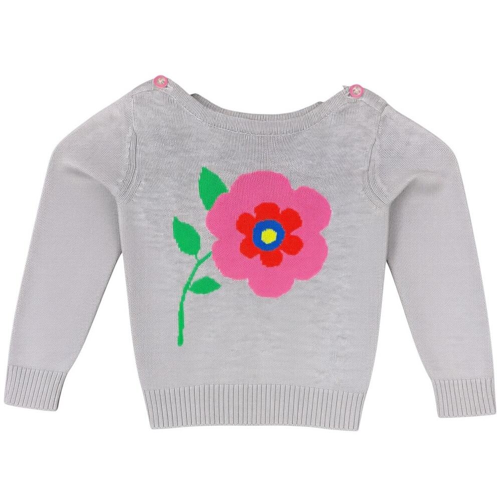 Gap Baby Girls 3 Year Gray Pink Flower Winter Long Sleeve Sweater Floral Toddler